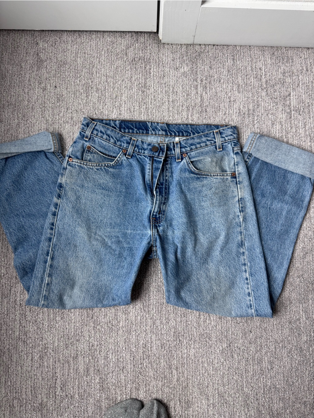 Vintage Levi's Light Orange Label Blue Boyfriend Jeans with Rolled Cuffs